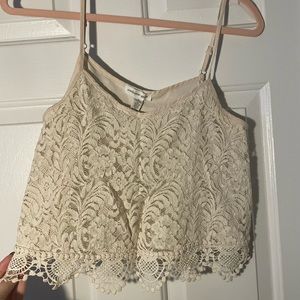 Cream lace crop top